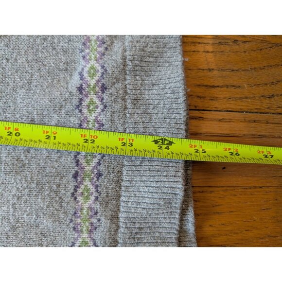 Appleseeds Womens Gray Fair Isle Knit Sweater M 100% Wool Floral Pattern - Picture 5 of 7